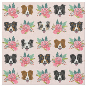 Border Collie hat rosa Flora Stoff