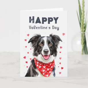 Border Collie Heart Bandana Happy Valentine's Day Feiertagskarte