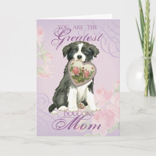 Border Collie Heart Mama Karte (Vorderseite)