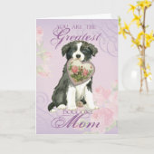 Border Collie Heart Mama Karte (Gelbe Blume)