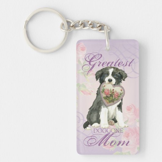Border Collie Heart Mama Schlüsselanhänger (Vorderseite)