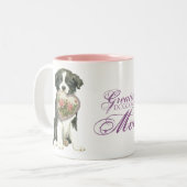 Border Collie Heart Mama Zweifarbige Tasse (Vorderseite Links)