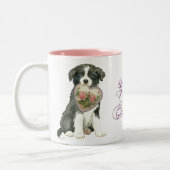 Border Collie Heart Mama Zweifarbige Tasse (Links)
