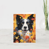 Border Collie Herbst Erntedank Karte (Vorderseite)