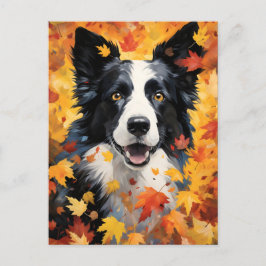 Border Collie Herbst Erntedank Postkarte