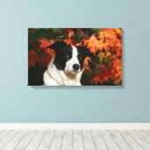 Border Collie Herbst Headshot Leinwanddruck (Insitu (Holzboden))