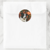 Border Collie Herbst Headshot Runder Aufkleber (Tasche)