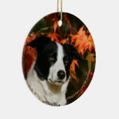 Border-Collie-HerbstHeadshot Keramik Ornament (Rechts)