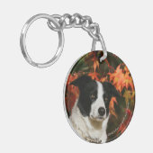 Border-Collie-HerbstHeadshot Schlüsselanhänger (Vorderseite links)