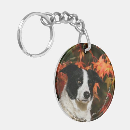 Border-Collie-HerbstHeadshot Schlüsselanhänger (Vorderseite links)