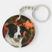 Border-Collie-HerbstHeadshot Schlüsselanhänger (Rückseite)