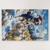 Border Collie Herding Christmas Snowballs Hat Puzzle (Horizontal)