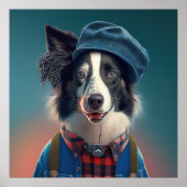Border Collie Hipster Doster Poster (Vorne)