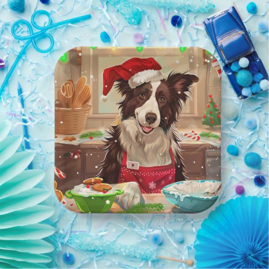 Border Collie Holiday Baking: Feierliche Weihnacht Pappteller (Party)