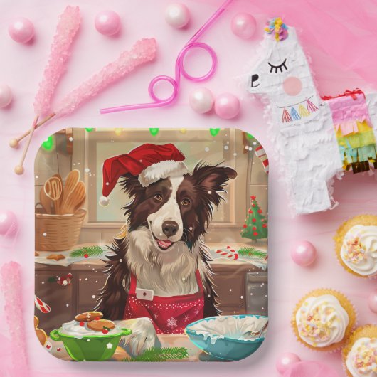 Border Collie Holiday Baking: Feierliche Weihnacht Pappteller (Party)