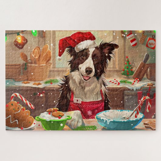 Border Collie Holiday Baking: Feierliche Weihnacht Puzzle (Horizontal)