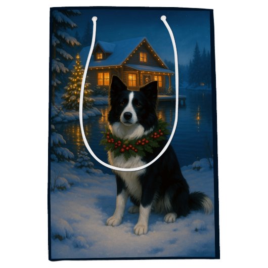 Border Collie Holiday  Mittlere Geschenktüte (Vorderseite)