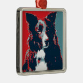 Border Collie Hope Parody Poster Silbernes Ornament (Rechts)