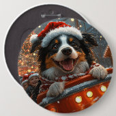 Border Collie Hund Achterbahn Weihnachten Button (Vorne & Hinten)