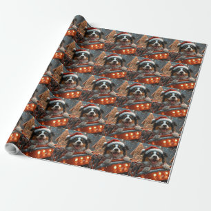 Border Collie Hund Achterbahn Weihnachten Geschenkpapier