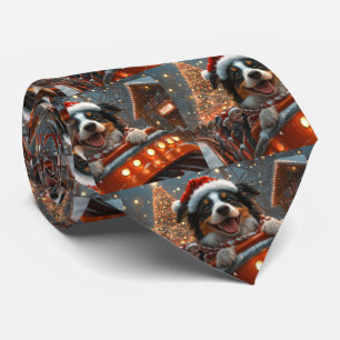 Border Collie Hund Achterbahn Weihnachten Krawatte