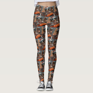 Border Collie Hund Achterbahn Weihnachten Leggings