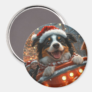 Border Collie Hund Achterbahn Weihnachten Magnet
