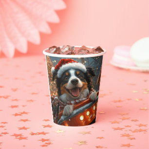 Border Collie Hund Achterbahn Weihnachten Pappbecher