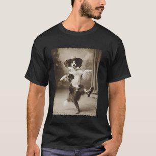 Border Collie Hund alberner Cowboy T-Shirt