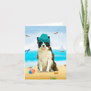 Border Collie Hund am Strand Karte