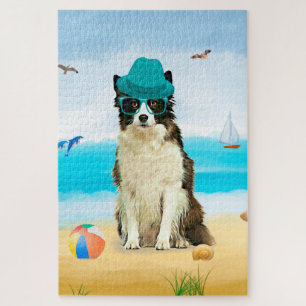 Border Collie Hund am Strand Puzzle