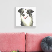 Border Collie | Hund Beautiful Pet Watercolor Leinwanddruck (Insitu (Wohnzimmer))