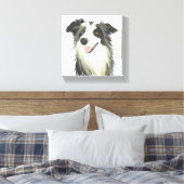 Border Collie | Hund Beautiful Pet Watercolor Leinwanddruck (Insitu (Schlafzimmer))