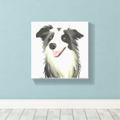 Border Collie | Hund Beautiful Pet Watercolor Leinwanddruck (Insitu (Holzboden))
