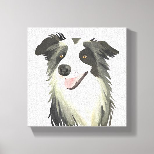 Border Collie | Hund Beautiful Pet Watercolor Leinwanddruck (Vorderseite)