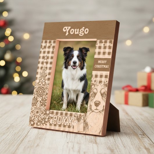 Border Collie Hund - Border Rentier Geätzte Rahmen