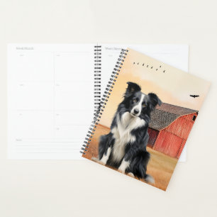 Border Collie Hund Country Western Rote Scheune Planer