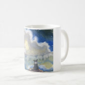 Border-Collie-Hund, der heraus zum Meer anstarrt Kaffeetasse (VorderseiteRechts)