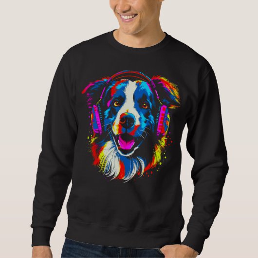 Border Collie Hund DJ Musik Sweatshirt (Vorderseite)