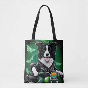 Border Collie Hund fährt Fahrrad St. Patrick's Day Tasche