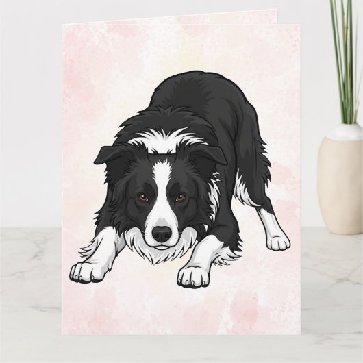Border Collie Hund gefaltete Grußkarte Karte (Vorderseite)