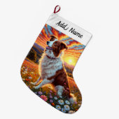 Border Collie Hund Großer Weihnachtsstrumpf (Vorderansicht (hängend))