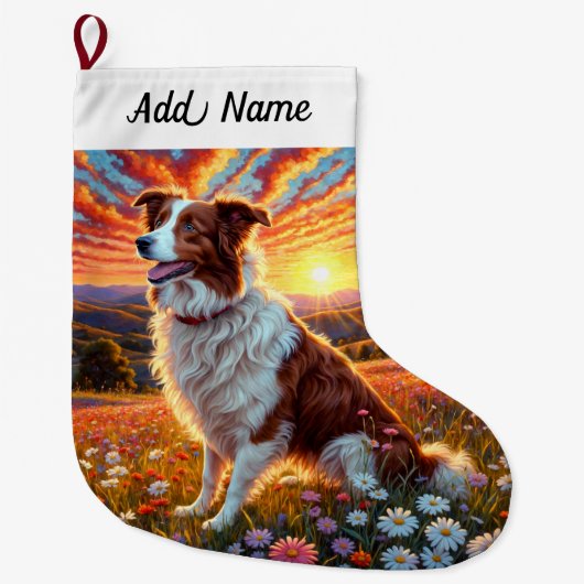 Border Collie Hund Großer Weihnachtsstrumpf (Vorderseite)