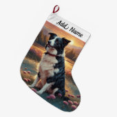 Border Collie Hund Großer Weihnachtsstrumpf (Vorderansicht (hängend))