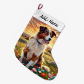 Border Collie Hund Großer Weihnachtsstrumpf (Vorderansicht (hängend))
