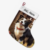 Border Collie Hund Großer Weihnachtsstrumpf (Vorderansicht (hängend))