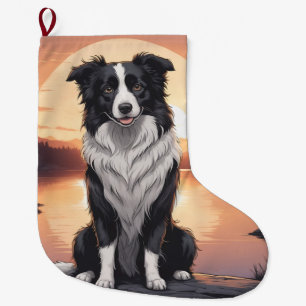 Border Collie Hund Großer Weihnachtsstrumpf