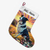 Border Collie Hund Großer Weihnachtsstrumpf (Vorderansicht (hängend))