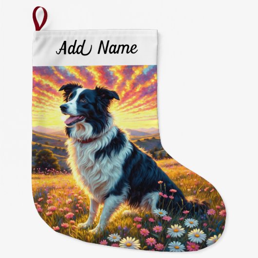 Border Collie Hund Großer Weihnachtsstrumpf (Vorderseite)