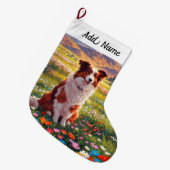 Border Collie Hund Großer Weihnachtsstrumpf (Vorderansicht (hängend))